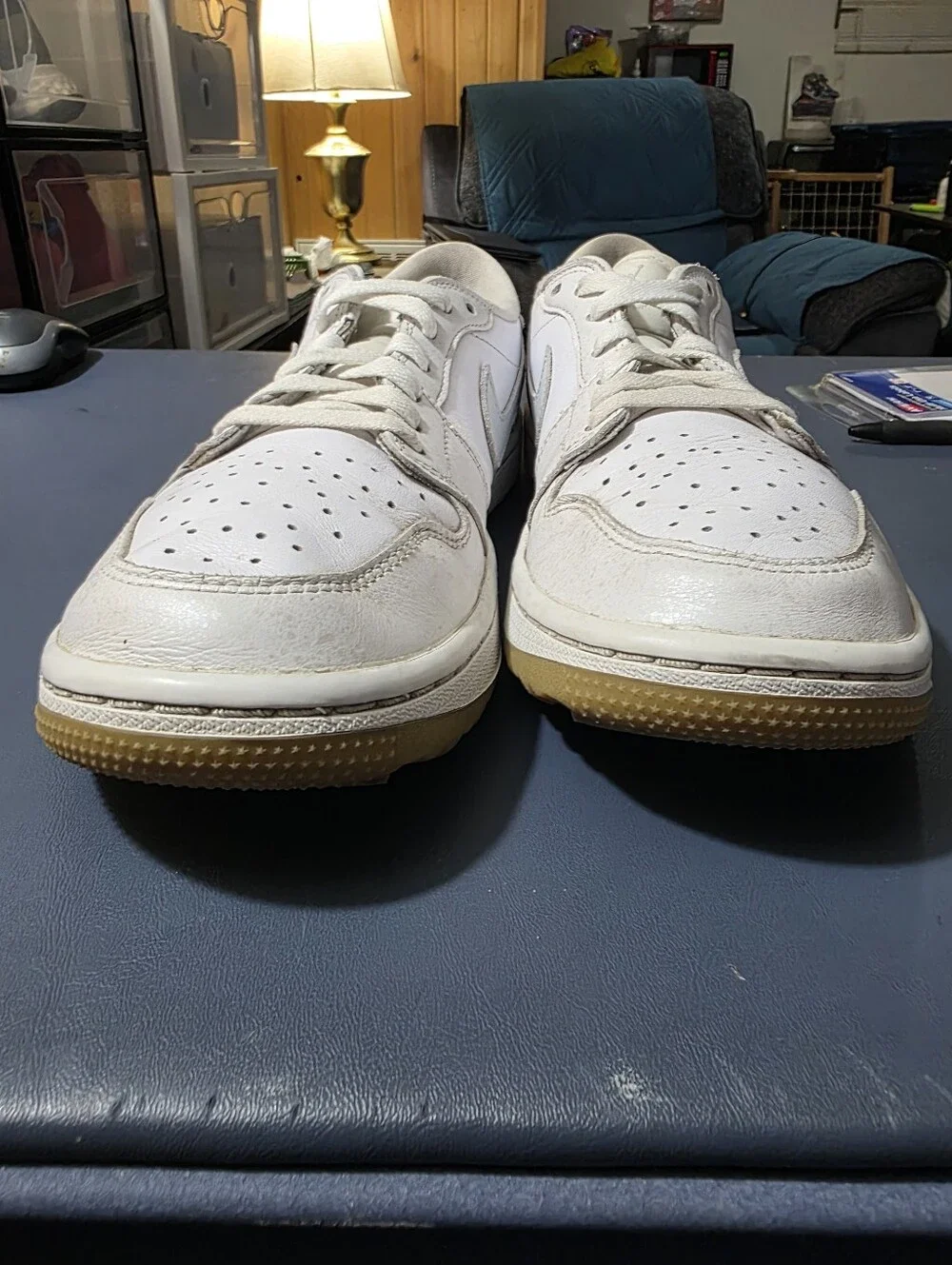 Jordan 1 Retro Golf Shoe, Size 8.5m White Leather Low-Top Men's Sneakers -